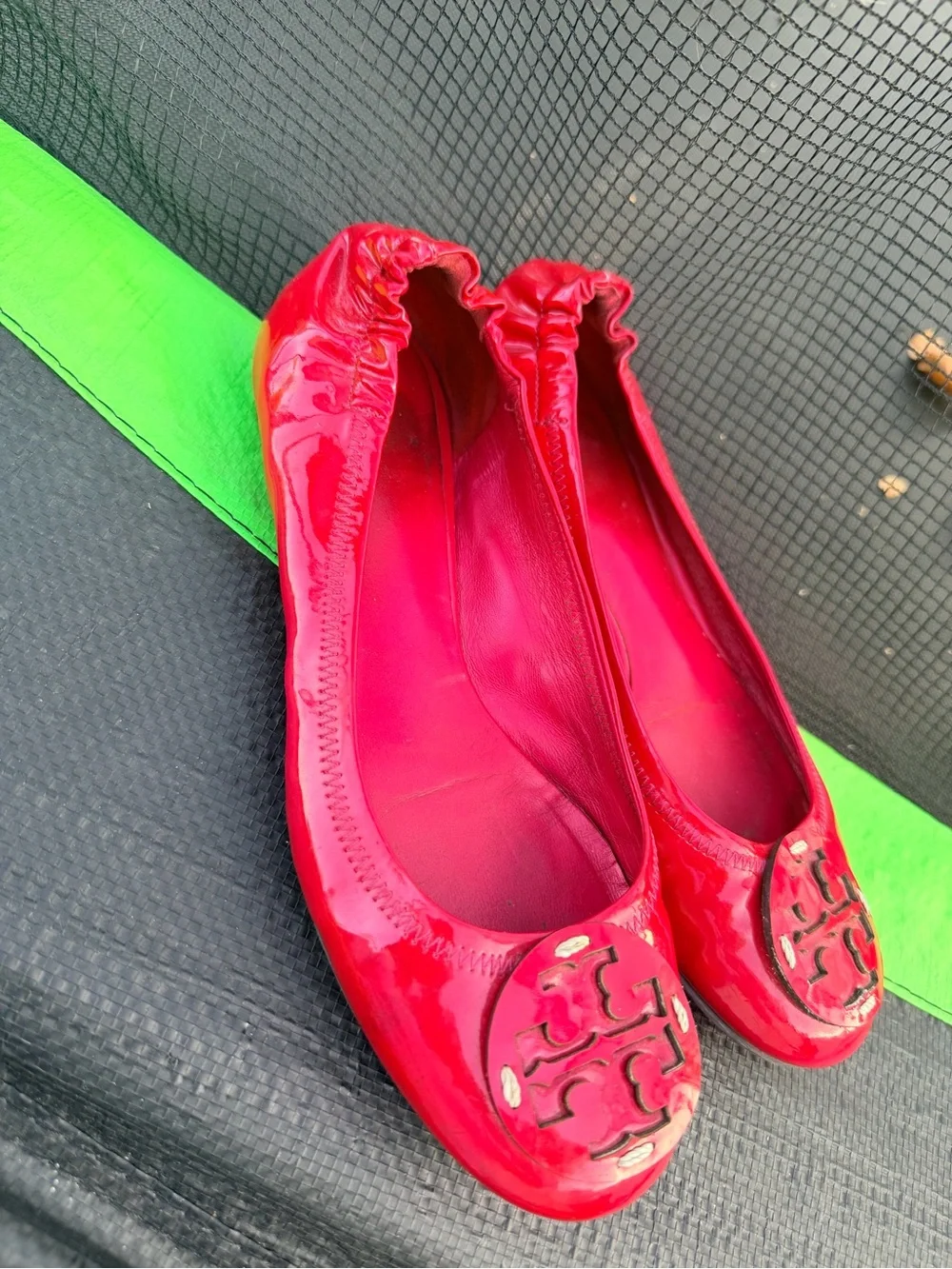Tory Burch Red Patent Leather Logo Ballet Flats